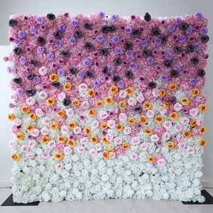 Panel de Pared Floral Enrollable A-1414, Cortina de Fondo con Diseño de Rosas en Degradado, Pared de Flores Artificiales de Seda para Decoración de Bodas - Product Image 4