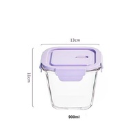 Pot en verre borosilicate carré de 900 ml, résistant au micro-ondes, hermétique, pour flocons d'avoine, yaourt, salade, préparation de repas – Vente en gros