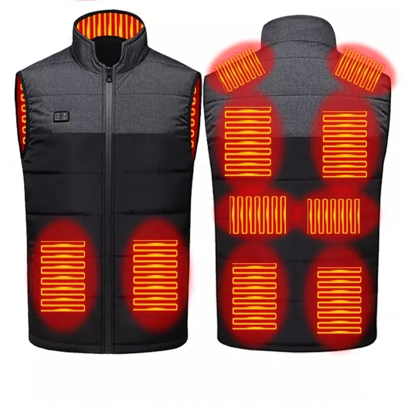 Unisex Winter 4/9/11 Zone Heating Gilet Waistcoat Thermal 3 Ajustable Temperature Usb Electric Rechargeable Heated Vest