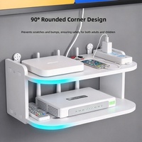 Étagère murale à 2 niveaux pour routeur WiFi, support de rangement pour routeur sans fil avec clous adhésifs sans trace