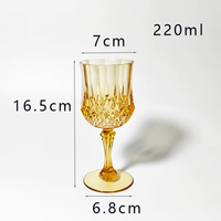 Verres à vin en plastique coloré de 220 ml avec pied, réutilisables, style vintage, gobelets rétro pour mariage, fête, bar, cocktail