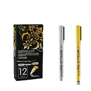 Pennarelli in metallo argento evidenziano pennarello firma biglietto di auguri invito copia inchiostro permanente <span class=keywords><strong>per</strong></span> carta - Product Image 5