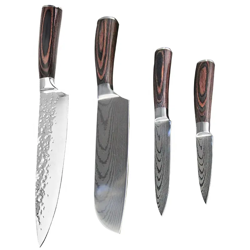 Küchenmesser set Profession eller deutscher Kohlenstoffs tahl 4 Stück Damaskus Kochmesser Messer