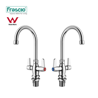 Robinet de cuisine moderne en acier inoxydable Frascio à double poignée, chaud et froid, chromé, à montage sur plan de travail, robinets de lavabo de cuisine