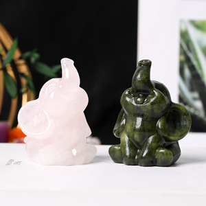 งานแกะสลักช้างคริสตัลจากหินควอตซ์ธรรมชาติ สำหรับตกแต่งบ้าน ขายส่ง - Product Image 6