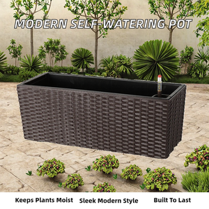 Maceta Moderna Rectangular de Imitación de Ratán con Autorriego, Material Plástico PP, Marca Yizhitang, Decoración para Hogar y Jardín, Colgante o de Pie - Product Image 2