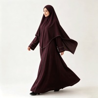Ensemble Khimar en tissu plumé foncé pour femmes, vêtements modestes, vêtements islamiques, vêtements de prière