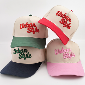 หมวกแก๊ปขายส่งแบบกำหนดเอง หมวกเบสบอล 5 ชิ้น ผ้าฝ้ายสองสี ปักโลโก้ 3 มิติ หมวกวินเทจสำหรับทุกเพศ หมวกแก๊ปแบบ Dad จำนวนมาก รับผลิตแบบ OEM - Product Image 1