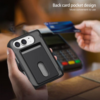 Étui de téléphone pliable avec porte-cartes, protection intégrale de la charnière, protection antichoc, protection d'écran en verre trempé pour iPhone Duo