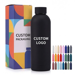 Bottiglia d'Acqua in Acciaio Inox 304 da 500ml con Logo Personalizzato, Bocca Stretta, Diverse Opzioni di Coperchio, Doppia Parete Isolata Sottovuoto, Termos da Viaggio e Yoga - Product Image 1