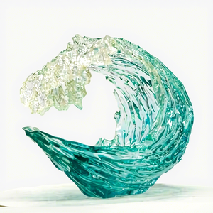 Escultura de Resina Transparente Moderna de Alta Gama, Diseño de Onda, Adorno Creativo Multifuncional Hecho a Mano, Muestra para el Hogar - Product Image 1