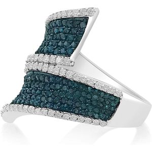 แหวนเพชร Jewelspaark 1.51 กะรัต ทรงกลมสีขาวน้ำเงินเจียระไนแบบบริลเลียนท์ เงินแท้ 925 สำหรับผู้หญิง - Product Image 2