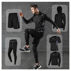 Set camicia da uomo personalizzata da 5 pezzi da uomo Set camicia a compressione ad alta elasticità ad asciugatura rapida traspirante abbigliamento sportivo da palestra Set Fitness - Product Image 6