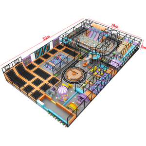 Équipement de terrain de jeux intérieur avec parc de trampolines, piscine à balles, toboggan multiple, parcours d'obstacles, zone pour tout-petits, piste personnalisée pour enfants - Product Image 2