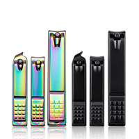 Ensemble de coupe-ongles en acier inoxydable 3 pièces, pointe incurvée et inclinée, arc-en-ciel/noir, pour usage domestique