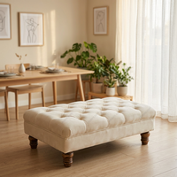 Repose-pieds ottoman moderne personnalisé en cuir véritable avec boutons capitonnés, banc pliable et extensible, table basse de salon ou de bar