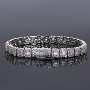 Gelang Hip Hop NUOYA Berlapis Emas, Rantai Tennis Bertabur Zirkon Potongan Baguette dan Bulat, Perhiasan Mewah untuk Wanita - Product Image 2