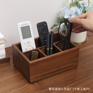 Caja de pañuelos de madera con almacenamiento para control remoto, adorno de escritorio para sala de estar - Product Image 4