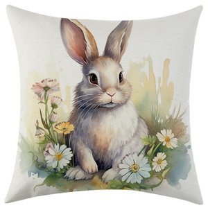 Housse de coussin carrée Hanlin Lapin de Pâques 45x45cm Lavable Décoration de salon - Product Image 4