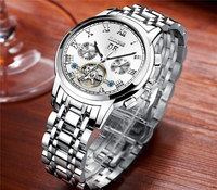 Montre de luxe LIGE LG9813 avec tourbillon, mouvement mécanique automatique en acier inoxydable, cadran de 40 mm, résistance à l'eau 3 BAR, luminescente, unisexe