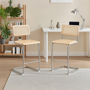 Giữa Thế Kỷ hiện đại truy cập Chiều cao mây cantilever truy cập phân tự nhiên mía trở lại & chỗ ngồi với Chrome khung kim loại - Product Image 4