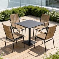 Ensemble de meubles de jardin en rotin durable et moderne, table longue et chaises pour repas en famille