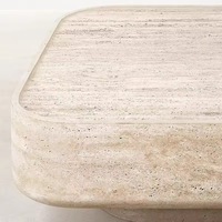 Table basse en pierre naturelle moderne avec plateau en bois facile à nettoyer pour le salon