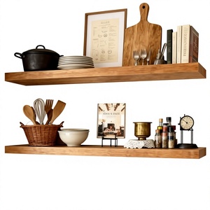 Multi-Purpose Modern Double Tier Durable Wooden <b>Wall</b> <b>Mounted</b> <b>Shelf</b> Storage Rack for Living Room Floating <b>Wall</b> <b>Shelves</b> - Product Image 3