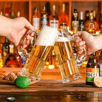 Chope à bière en verre sans plomb amusante, 19,5 oz, grande capacité, base lourde, poignée musclée