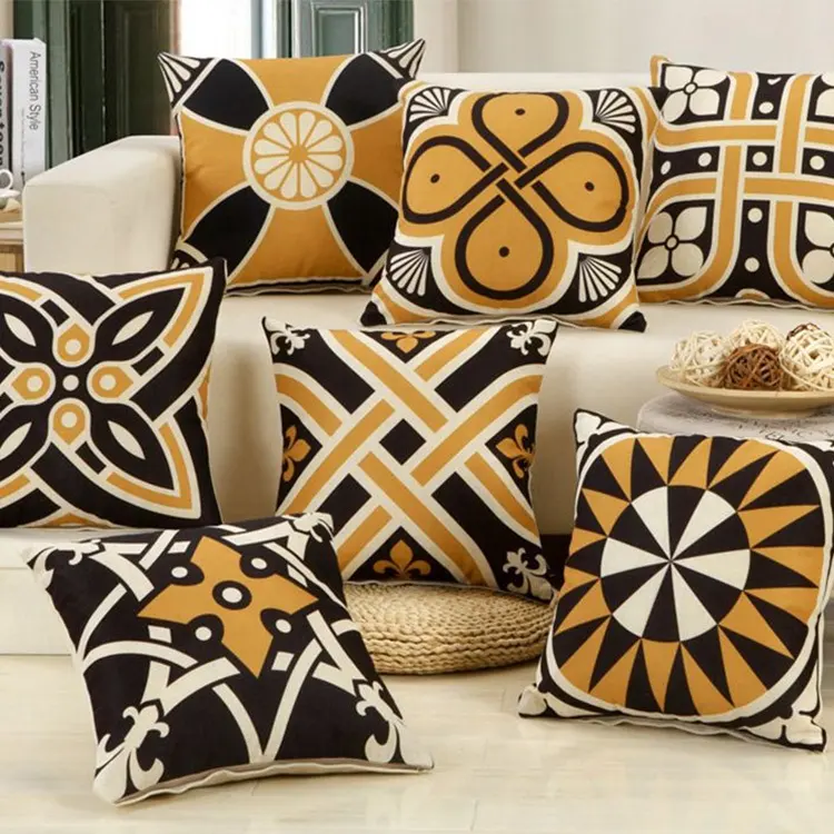 Cheap Custom Printed Cotton Linen Pillow Cover Pillow Case Cover, african print cushion covers