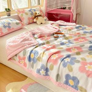 Couette en coton tricoté de style dessin animé, velours de haricot, douce, agréable pour la peau, taille Queen - Product Image 2