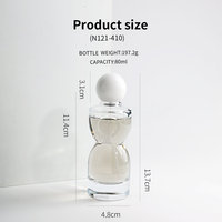 Botella de Perfume de Vidrio Transparente en Forma de Reloj de Arena, Recargable, con Acabado Mate, 80 ml, Bomba Plateada, Envase Cosmético de Lujo