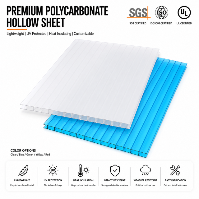 BAKWAY Factory Price Hollow Polycarbonate Sheet Clear Opal Green 4mm 6mm 8mm Waterproof PC Board for Greenhouse Roof Cover Use