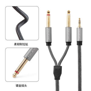 Cable de Audio Trenzado Focanden de 3.5mm a Doble 6.5mm Macho-Macho, Chapado en Oro y Blindado para Audio y Video - Product Image 1