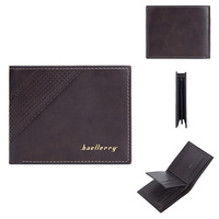 Baellerry dompet pendek kulit PU pria, dompet uang tunai ramping jahitan samping Vintage perlindungan RFID