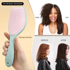Herramienta para el cuidado del cabello Salón de Casa Cerdas de nailon ABS Logotipo personalizado Lovely Tulip Scalp Maasages Cepillos para el cabello con limpiador interior - Product Image 4