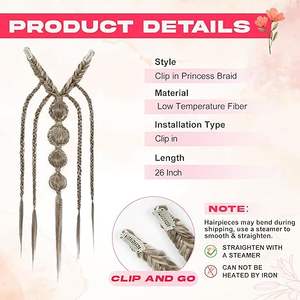 <span class=keywords><strong>Extensiones</strong></span> <span class=keywords><strong>de</strong></span> <span class=keywords><strong>Cabello</strong></span> Trenzado con Clip, Estilo Boho, para Festivales, Princesas, Cosplay, Bodas, para Mujeres - Product Image 2