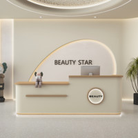 Bureau d'accueil en MDF en forme d'arc pour salon de beauté, magasin de vêtements, studio de danse, entreprise - Design minimaliste moderne