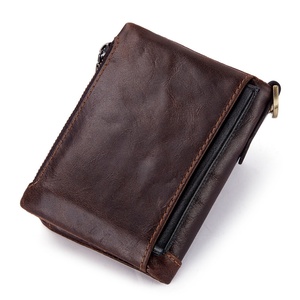 For Men's Top Grain Cowhide Genuine Leather Short <b>Wallet</b> Vintage Chain Open Closure Soft Money Clip <b>RFID</b> Coin Polyester - Product Image 3