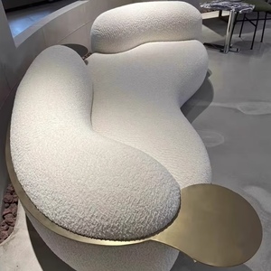 Canapé de luxe nordique au design incurvé créatif, en tissu écologique, couleur crème, ensemble de meubles pour appartement, hôtel, salon - Product Image 5