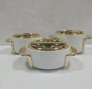 Ensemble de service isotherme 3 pièces <span class=keywords><strong>avec</strong></span> <span class=keywords><strong>fenêtre</strong></span> visible, 1,8 L, 2,3 L, 2,8 L, en acier inoxydable <span class=keywords><strong>avec</strong></span> bordure dorée texturée - Product Image 2