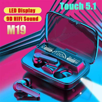 Nouveauté en promotion : Écouteurs TWS M19 BT 5.3 Stéréo sans fil avec microphone, étanches, avec étui de chargement pour le gaming