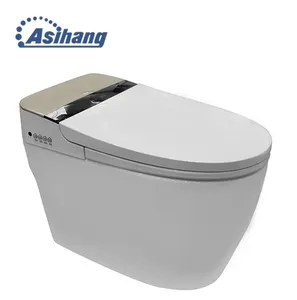 Toptan mor akıllı tuvalet akıllı Wc tuvalet tek parça seramik otomatik kızarma akıllı tuvalet çin'de yapılan otel beyaz