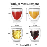 Tasse à café en verre borosilicate à double paroi en forme de fruits créatifs, fraise et ananas 3D, résistante à la chaleur, style Ins, idéale pour un cadeau
