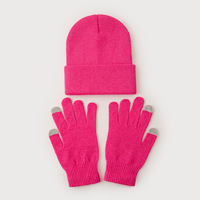 Ensemble bonnet tricoté et gants tactiles d'hiver 2 pièces, bonnet chaud à revers et gants pour hommes et femmes