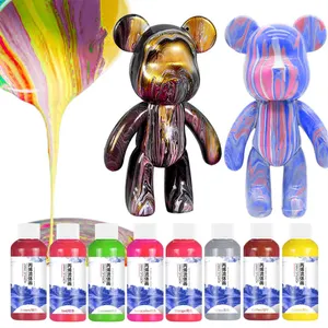 New Arrival Acrylic Pouring Paint Fluid Art Set Bear with 3 Colors Kit for DIY Crafts