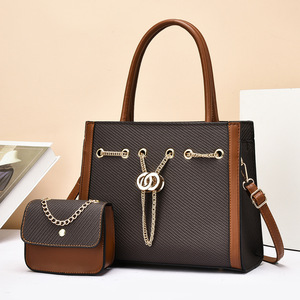 2026 New Luxury Women's Waterproof PU Handbags Set Two Pieces Large Capacity Zipper Polyester Chain Messenger <b>Bags</b> - Product Image 2
