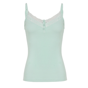 Débardeur Camisole Femme en Maille à Boutons et Dentelle, Coupe Slim, Sans Manches, Idéal pour l'Été - Product Image 6