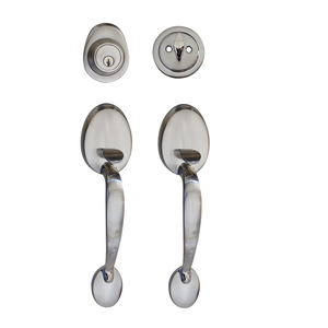 Ensemble de poignées de porte et serrures en alliage de zinc électroplaqué pour hôtels et appartements - Serrure tubulaire à levier robuste à clé, avec clé passe-partout - Product Image 3