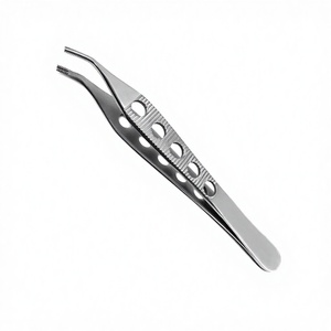 Pinzas Adson Brown Dentales Curvas con Orificios, Portaagujas Quirúrgico para Dedo Pulgar, Juego de Instrumentos de Acero Inoxidable CE Manual - Product Image 3